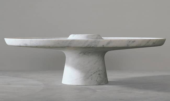 round white marble coffee table by marc newson