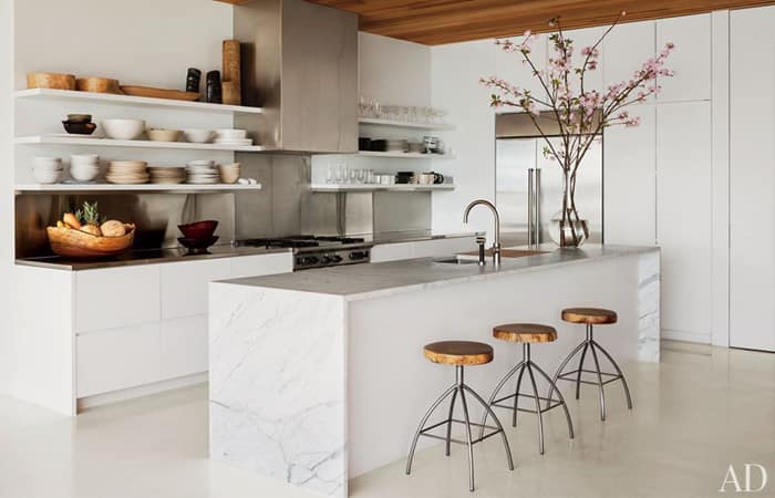 kitchen design with white marble countertops